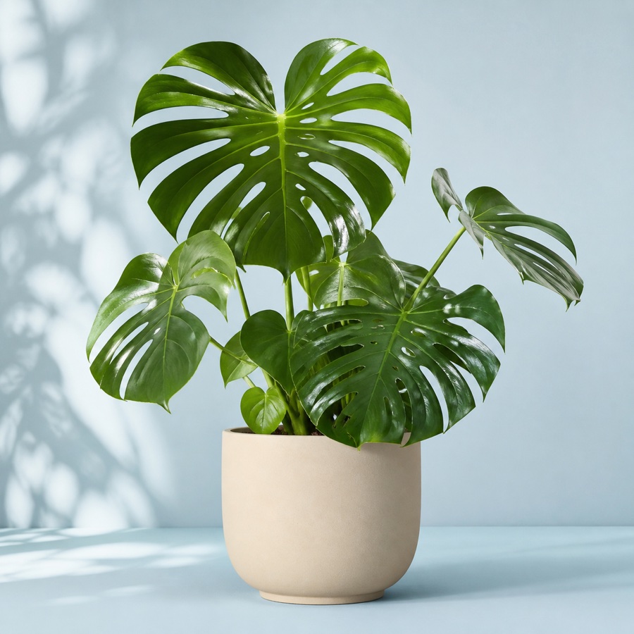 Monstera plant in a ceramic planter